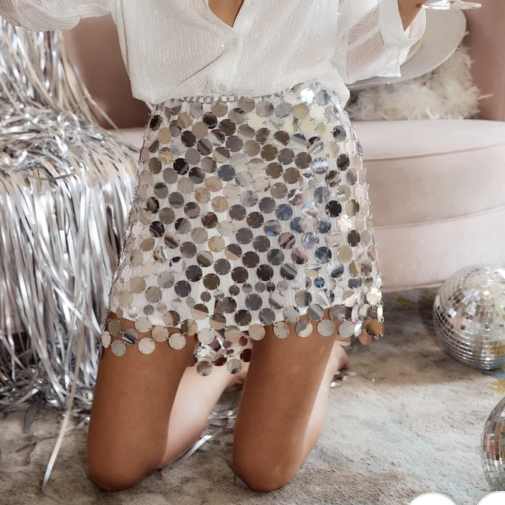 12th Tribe- Diana Silver Disco Skirt